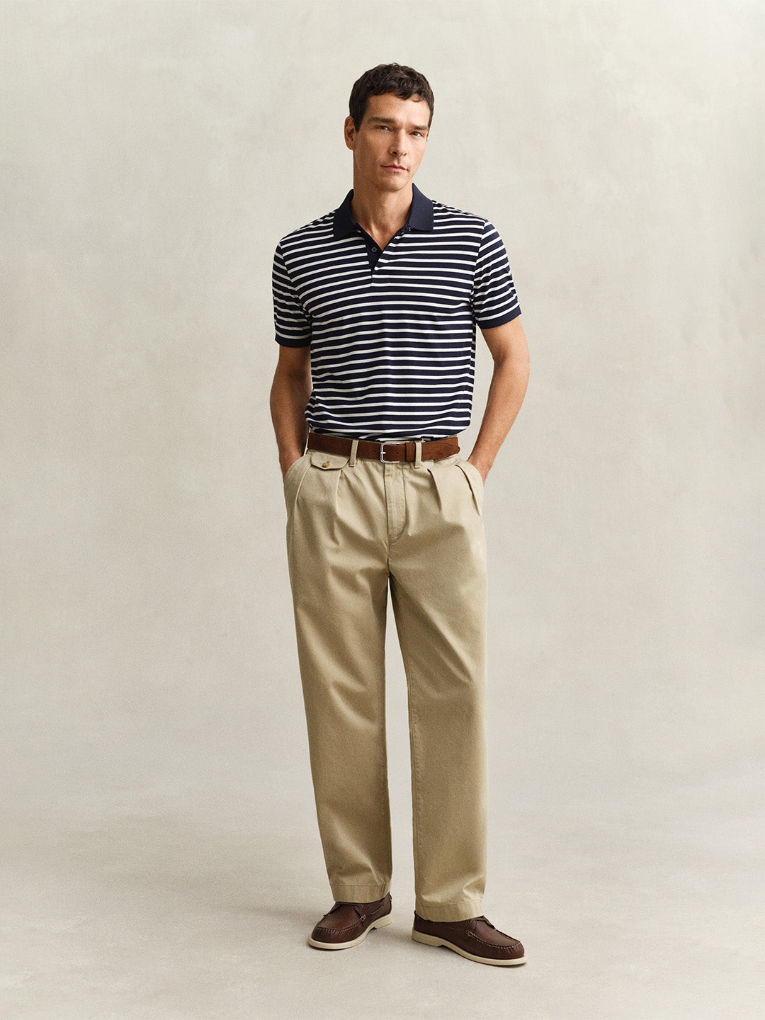 Gant Men Navy Blue Striped Regular Fit Pure Cotton Polo T-Shirt