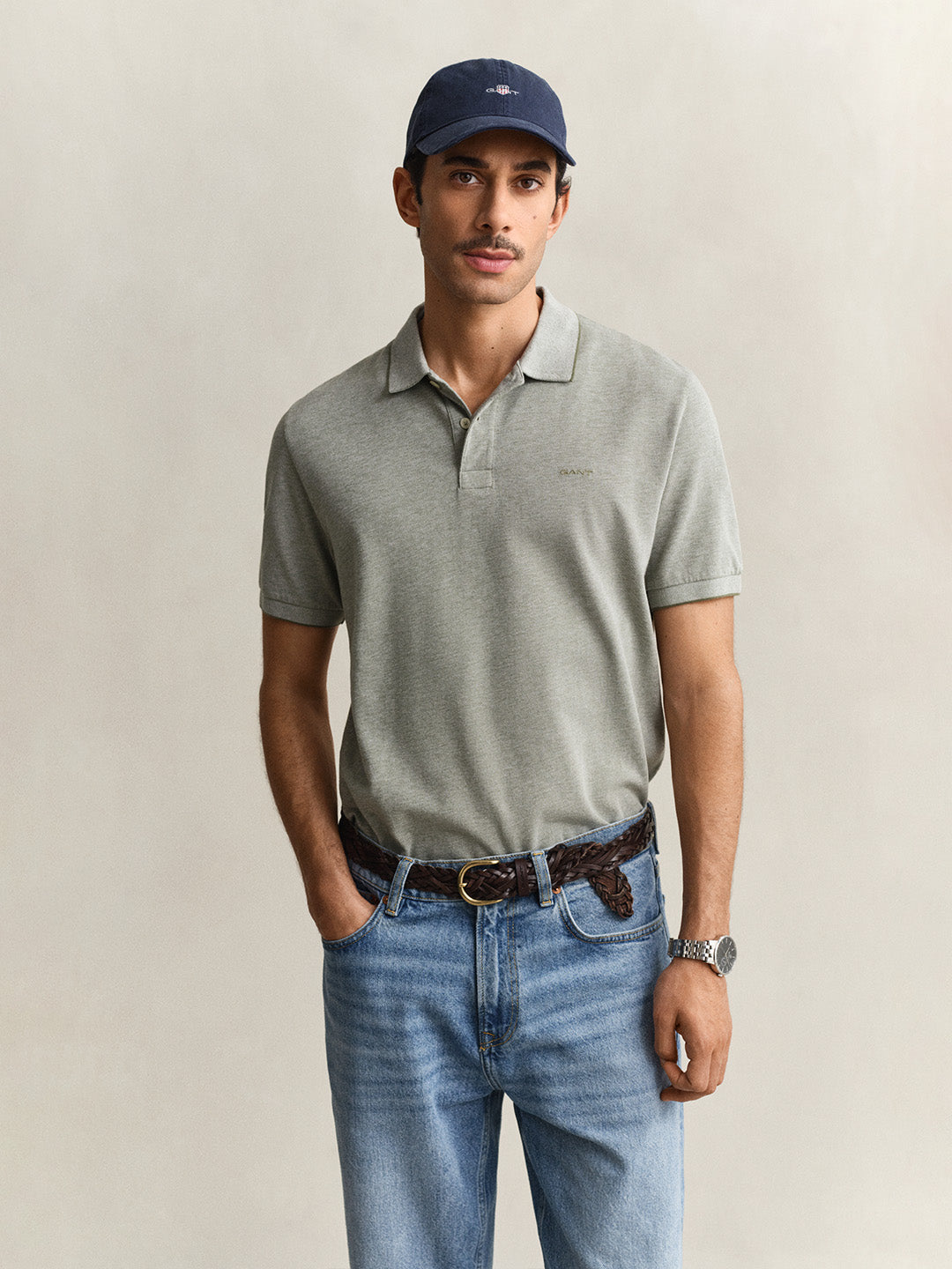 Gant Men Green Solid Regular Fit Pure Cotton Polo T-Shirt