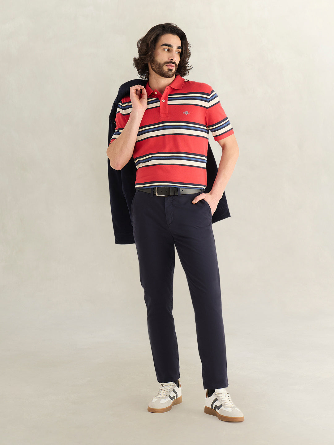 GANT Mens Red Striped Polo T-Shirt