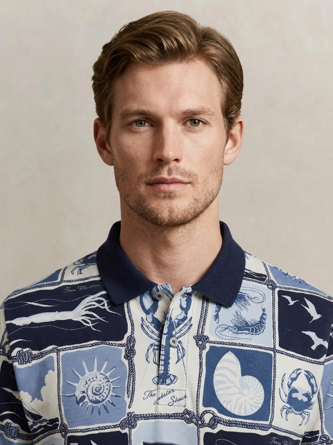 Gant Men Blue Printed Regular Fit Pure Cotton Polo T-Shirt
