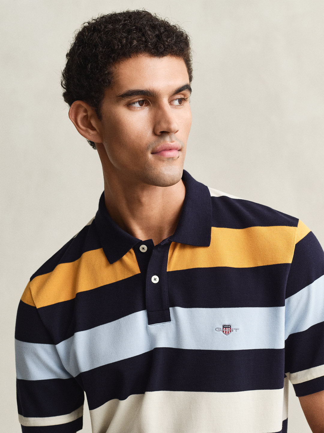 GANT Men Multicolour Striped Polo T-Shirt