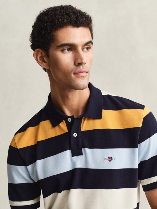 GANT Men Multicolour Striped Polo T-Shirt