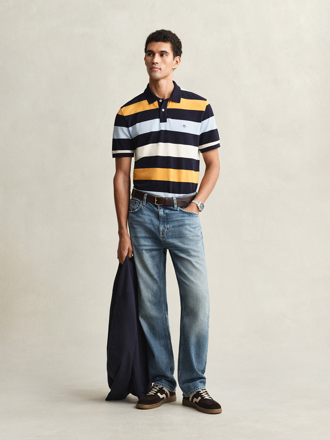 GANT Men Multicolour Striped Polo T-Shirt