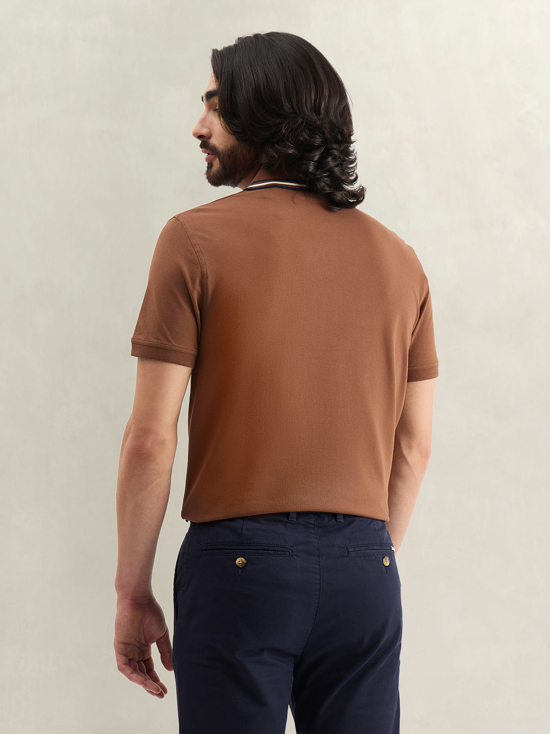 Gant Men Solid Brown Polo T-Shirt
