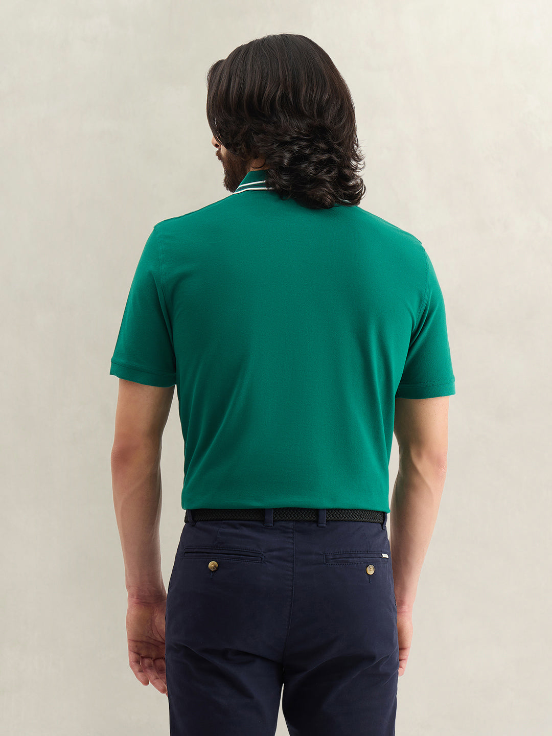 Gant Men Solid Green Polo T-Shirt