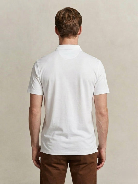 Gant Men Eggshell White Solid Regular Fit Pure Cotton Polo T-Shirt
