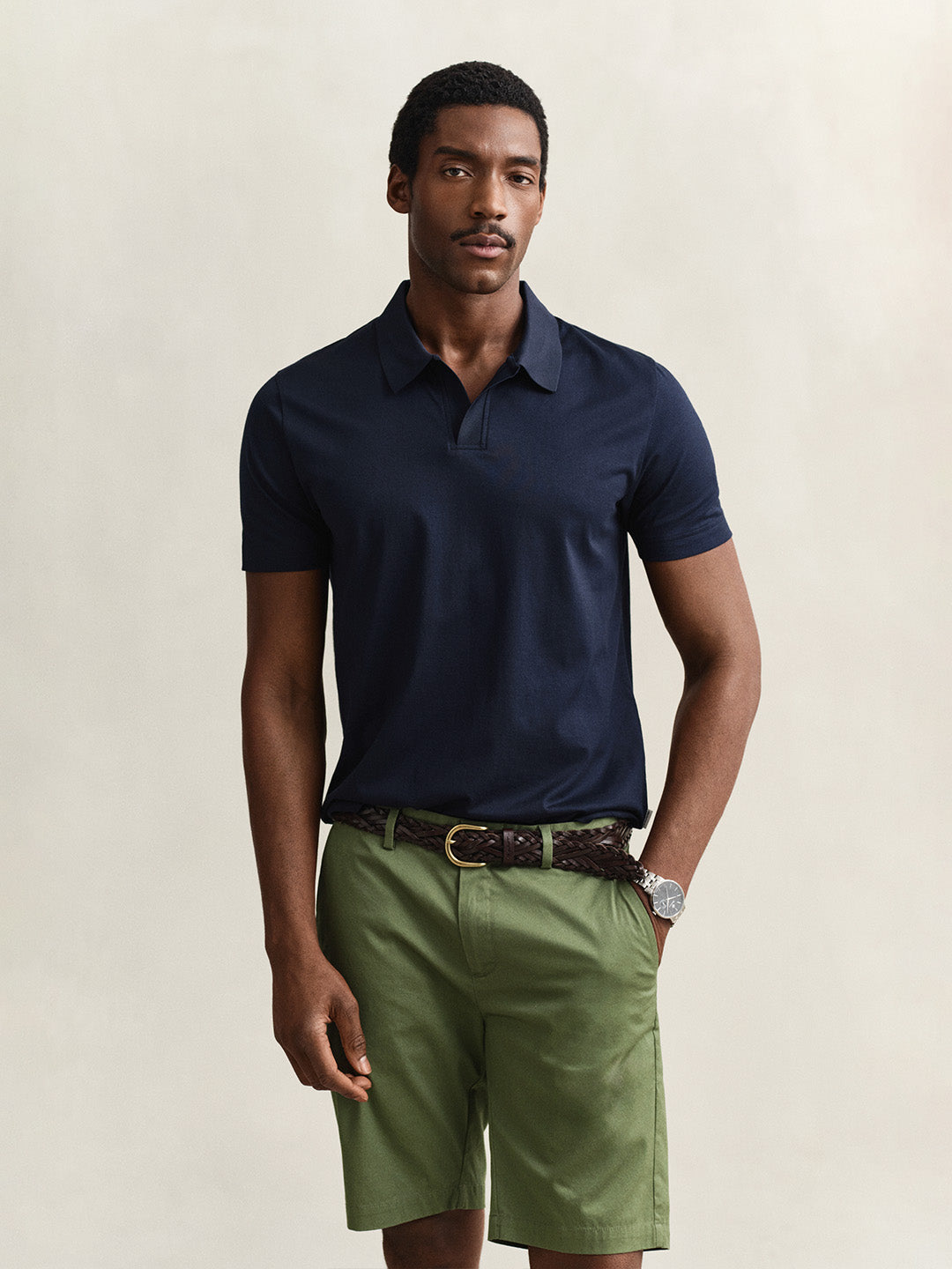 Gant Men Navy Blue Solid Regular Fit Pure Cotton Polo T-Shirt