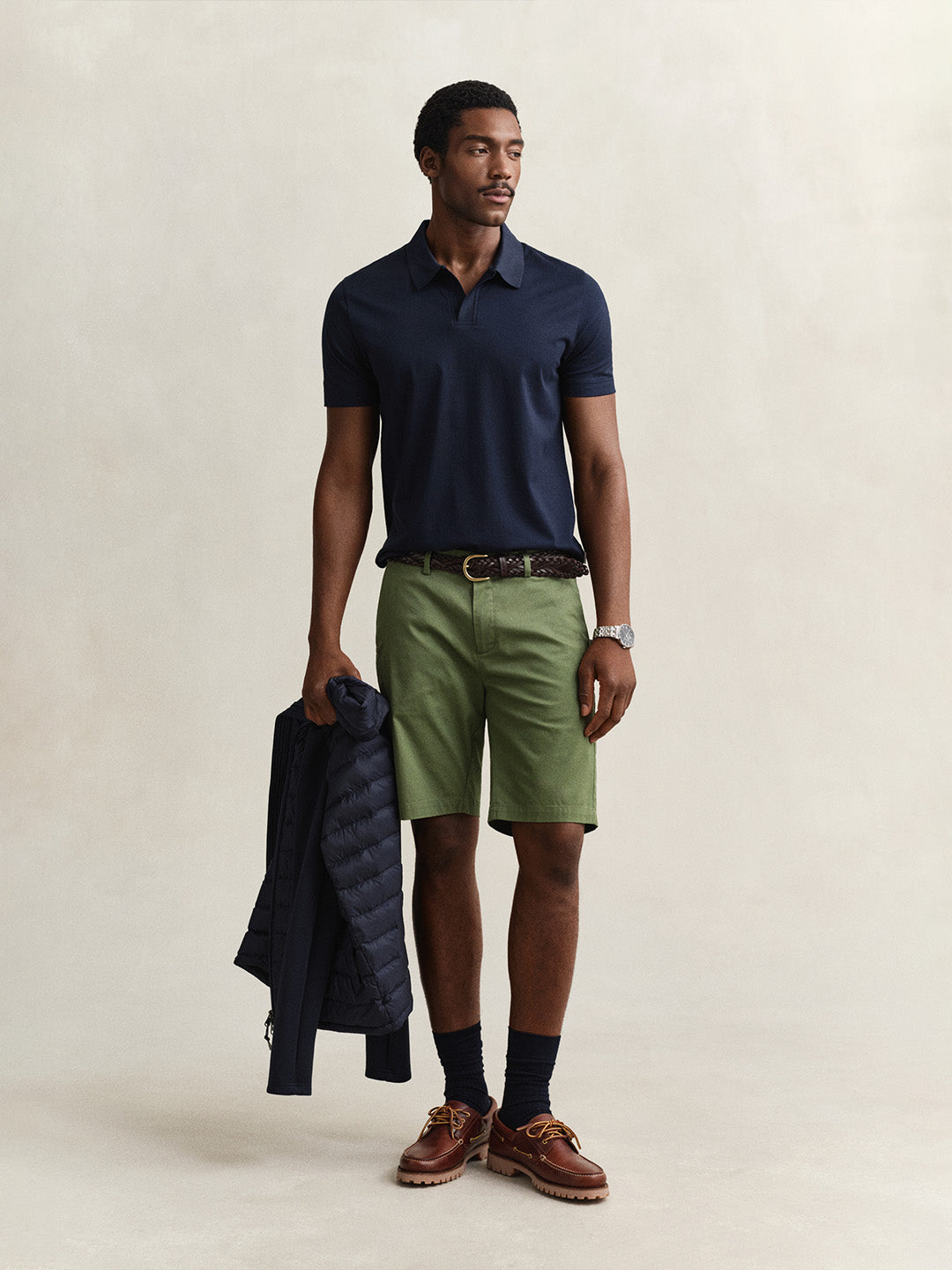Gant Men Navy Blue Solid Regular Fit Pure Cotton Polo T-Shirt
