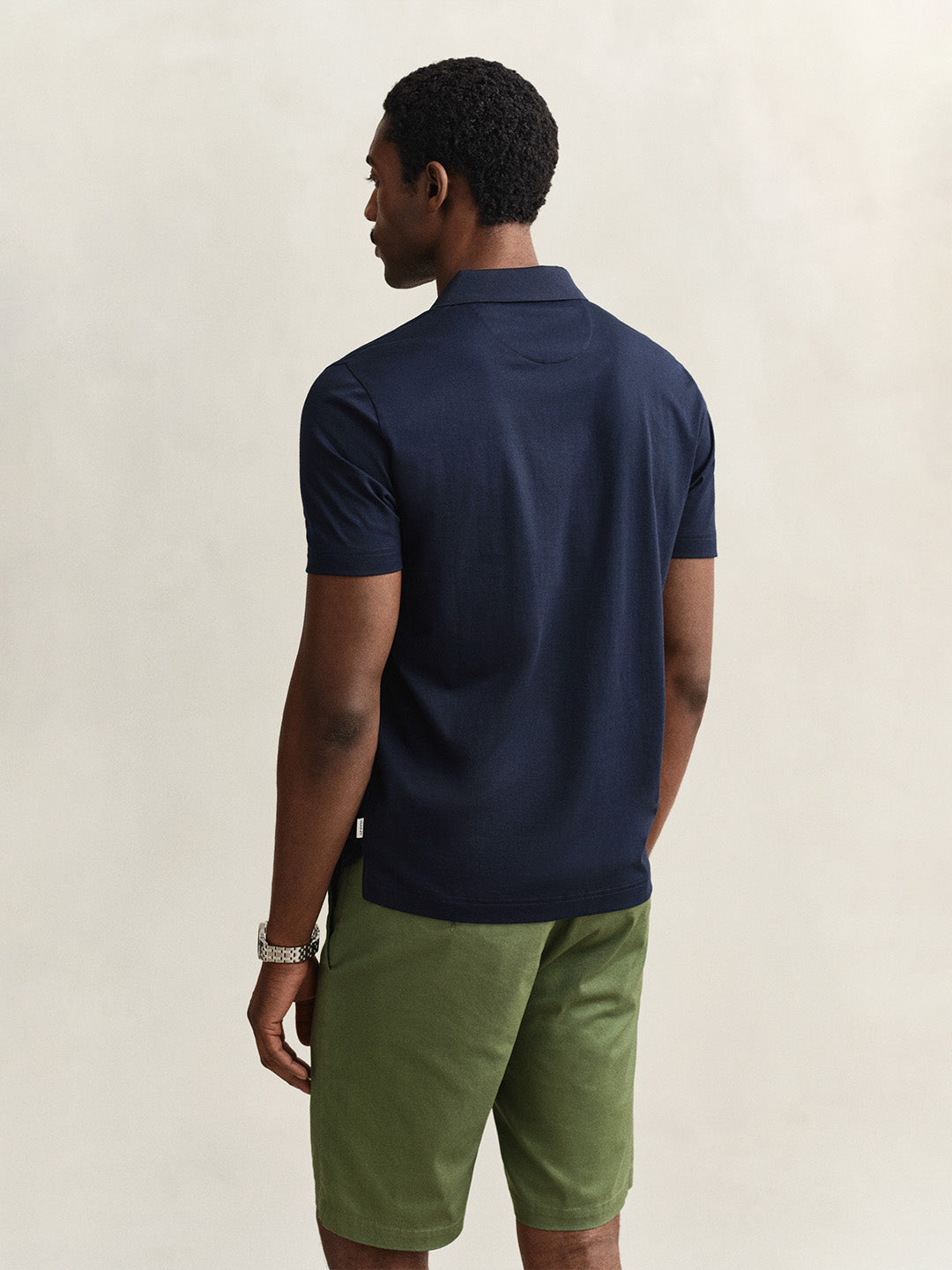 Gant Men Navy Blue Solid Regular Fit Pure Cotton Polo T-Shirt
