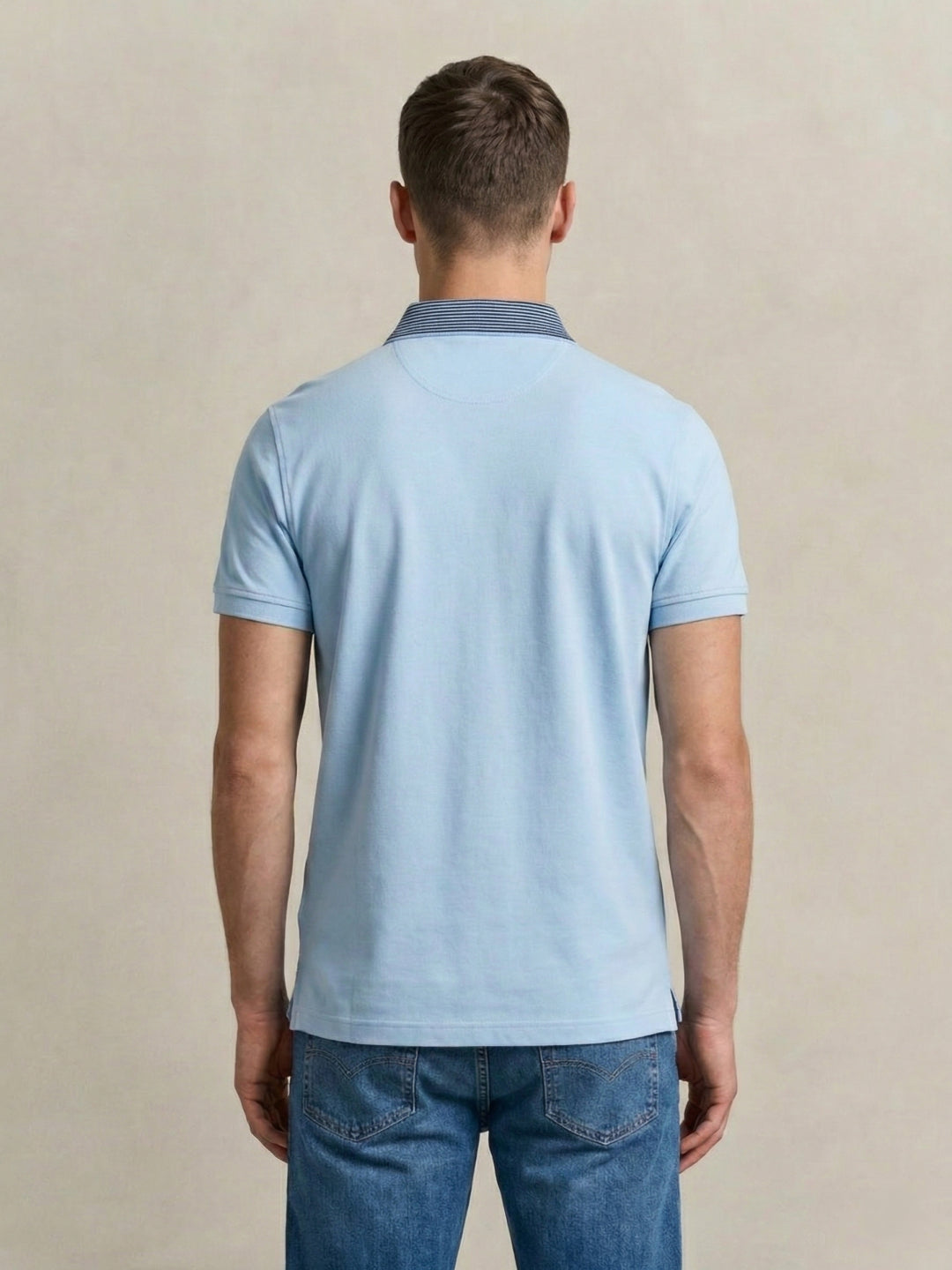 Gant Men Blue Solid Regular Fit Pure Cotton Polo T-Shirt