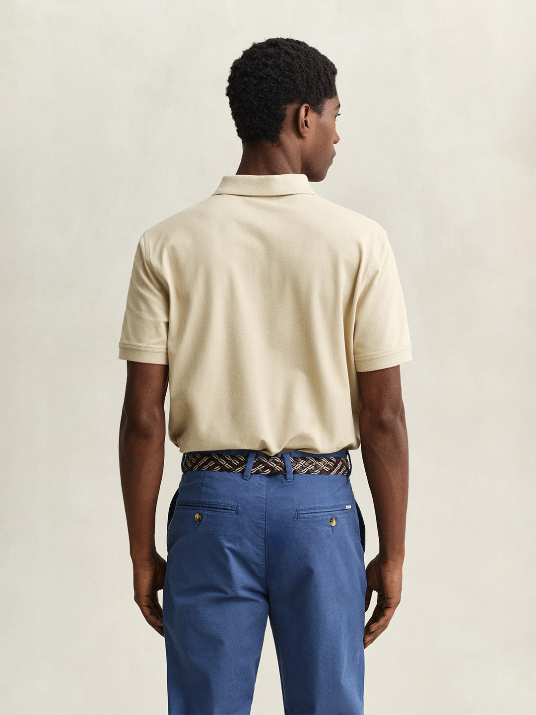 GANT Men Beige Contrast Pique Polo T-Shirt