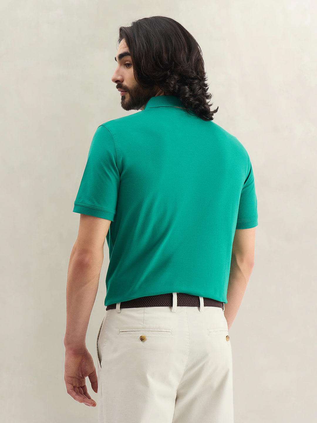 Gant Men Green Solid Regular Fit Pique Polo T-Shirt