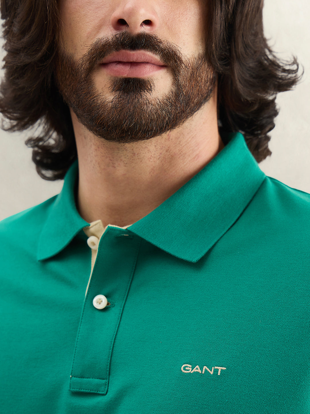 Gant Men Green Solid Regular Fit Pique Polo T-Shirt
