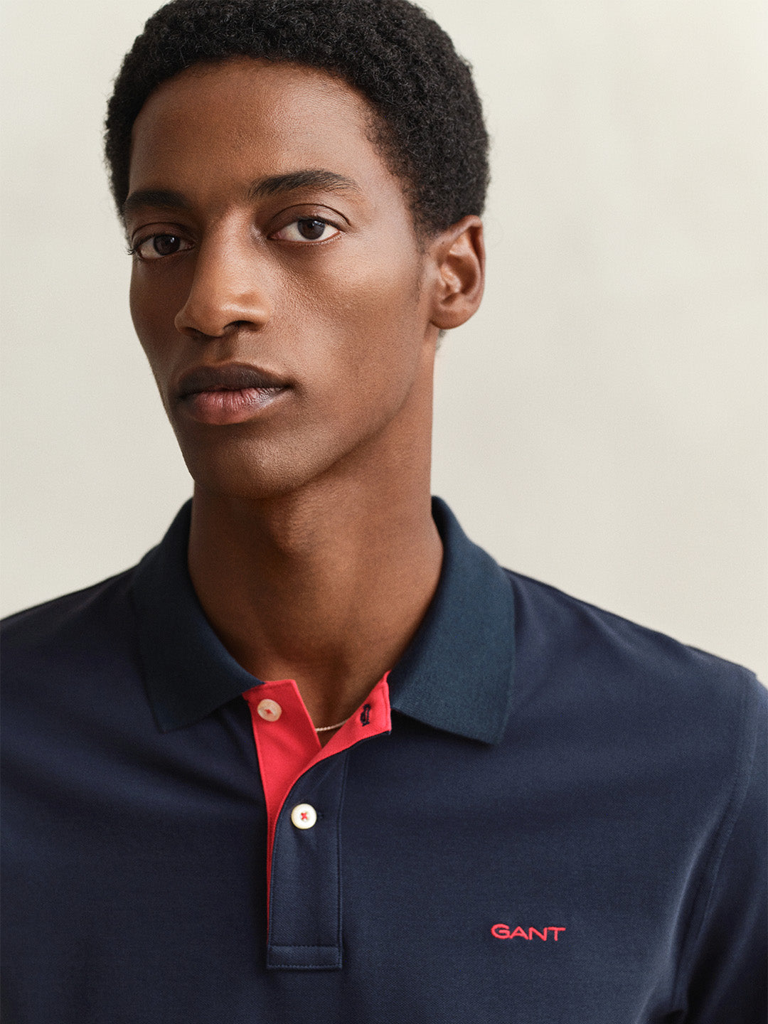 GANT Men Navy Blue Regular Fit Pique Polo T-Shirt