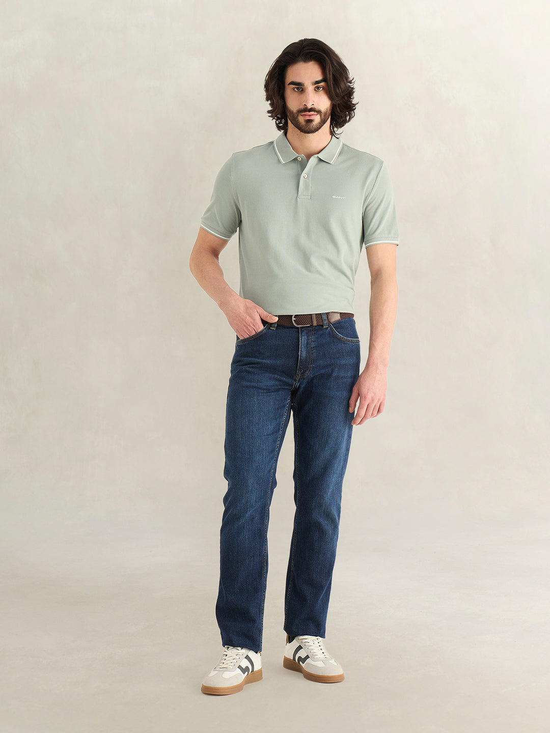 GANT Mens Grey Polo T-Shirt