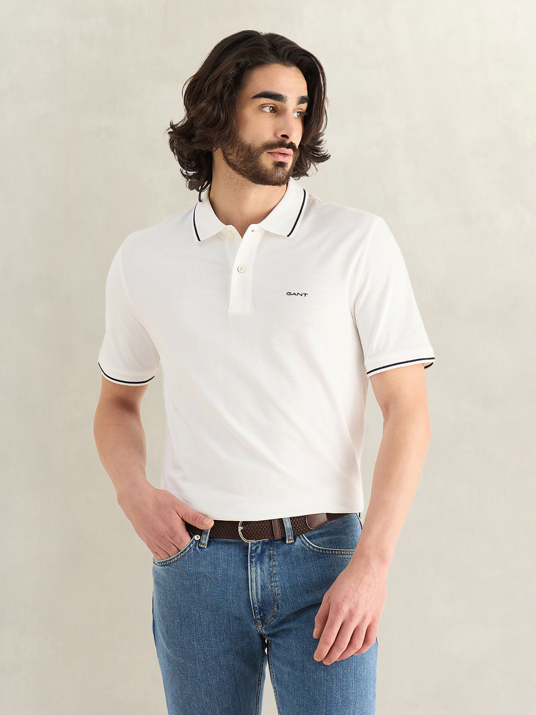 GANT Mens White Polo T-Shirt