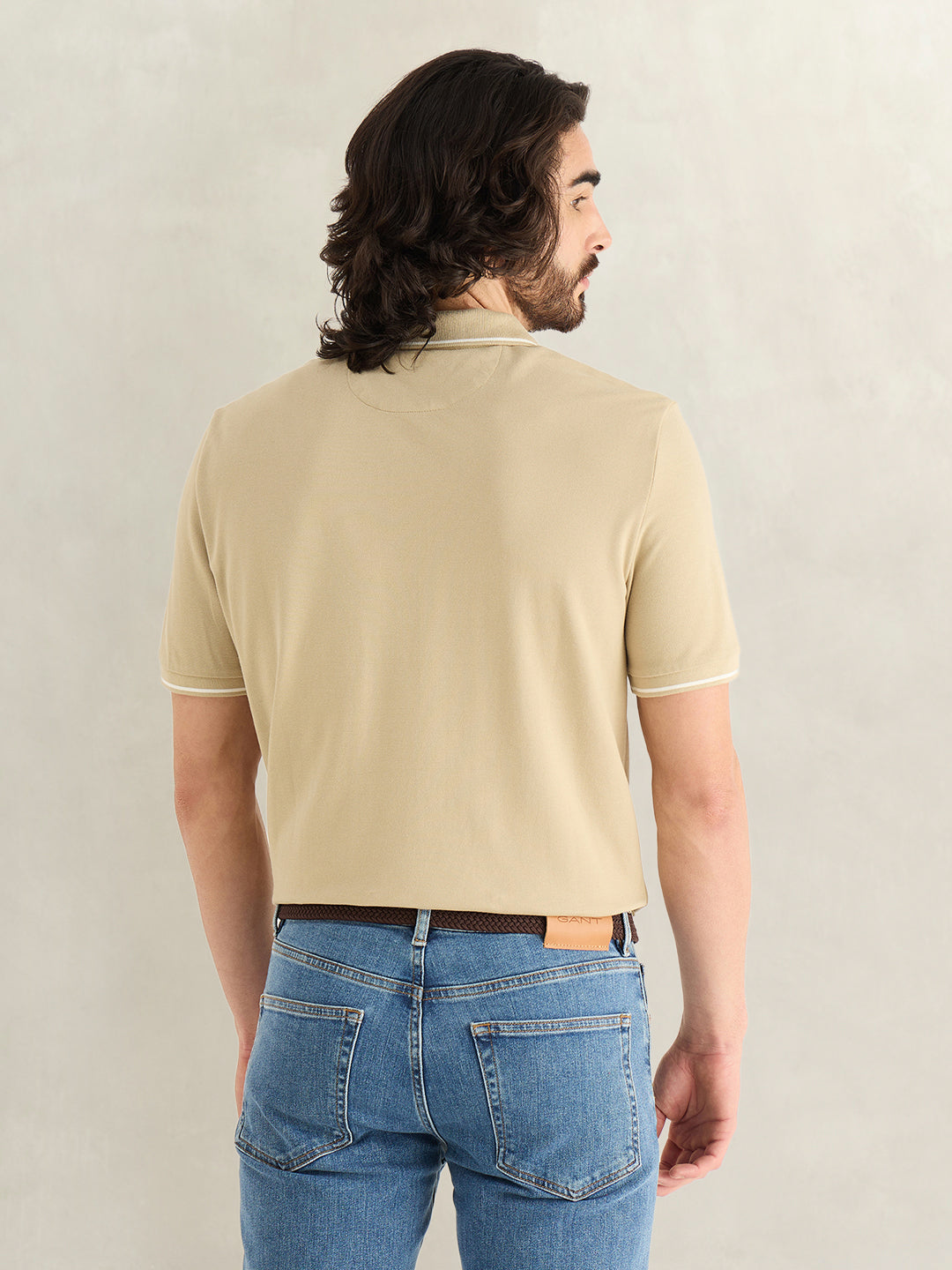 GANT Mens Beige Polo T-Shirt