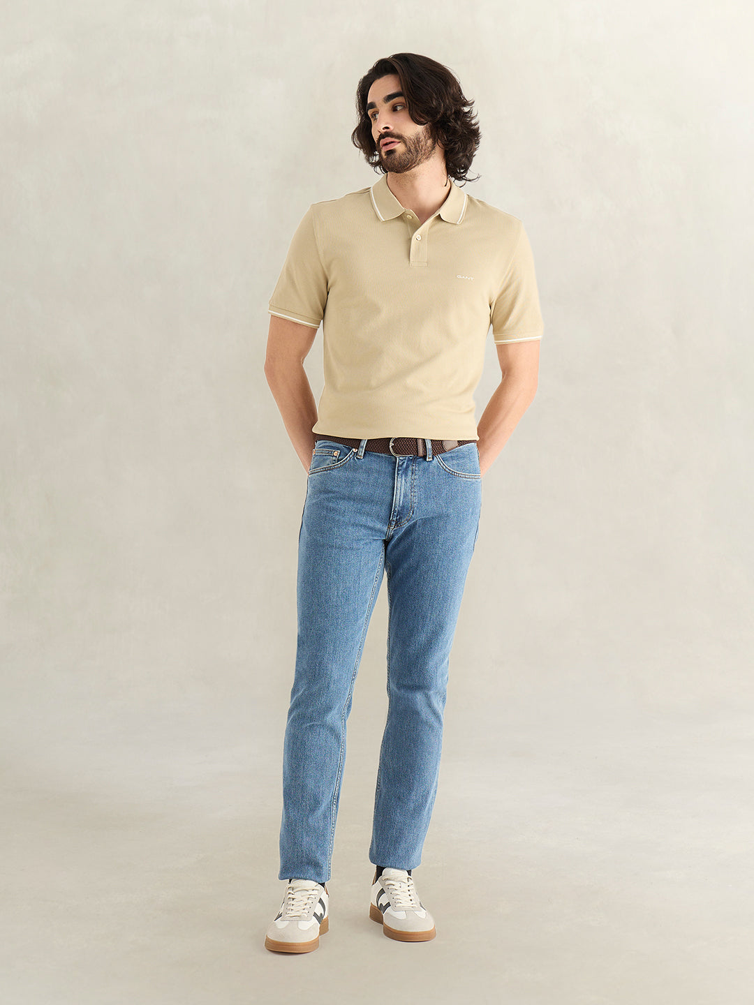 GANT Mens Beige Polo T-Shirt