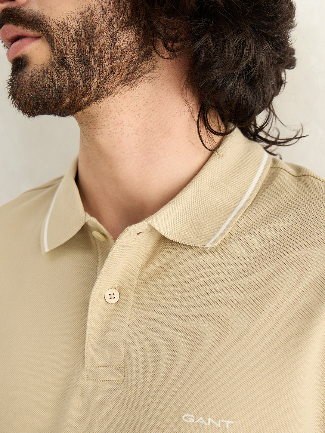 GANT Mens Beige Polo T-Shirt