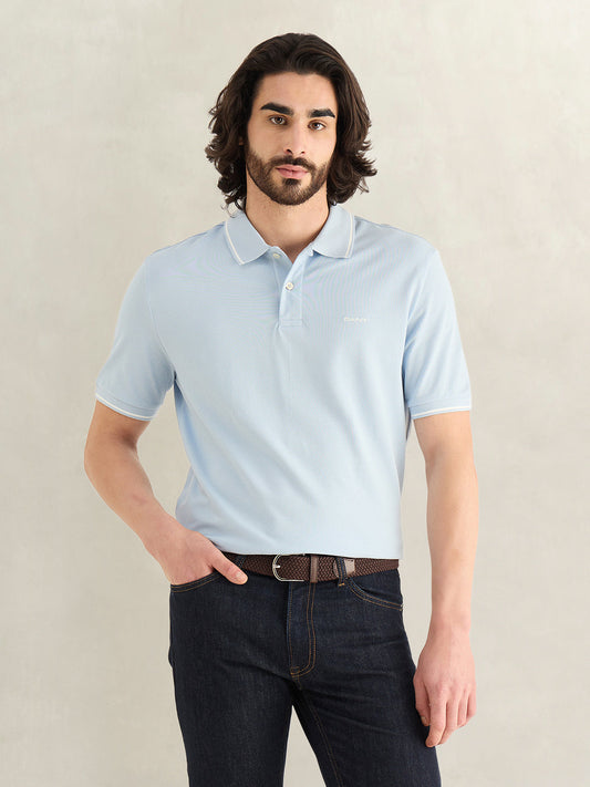 GANT Mens Sky Blue Polo T-Shirt