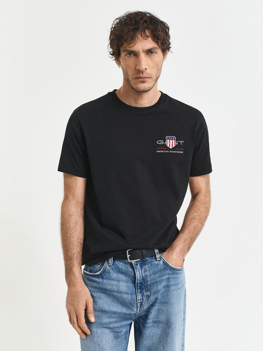 GANT Men Black Shield Pure Cotton T-Shirt