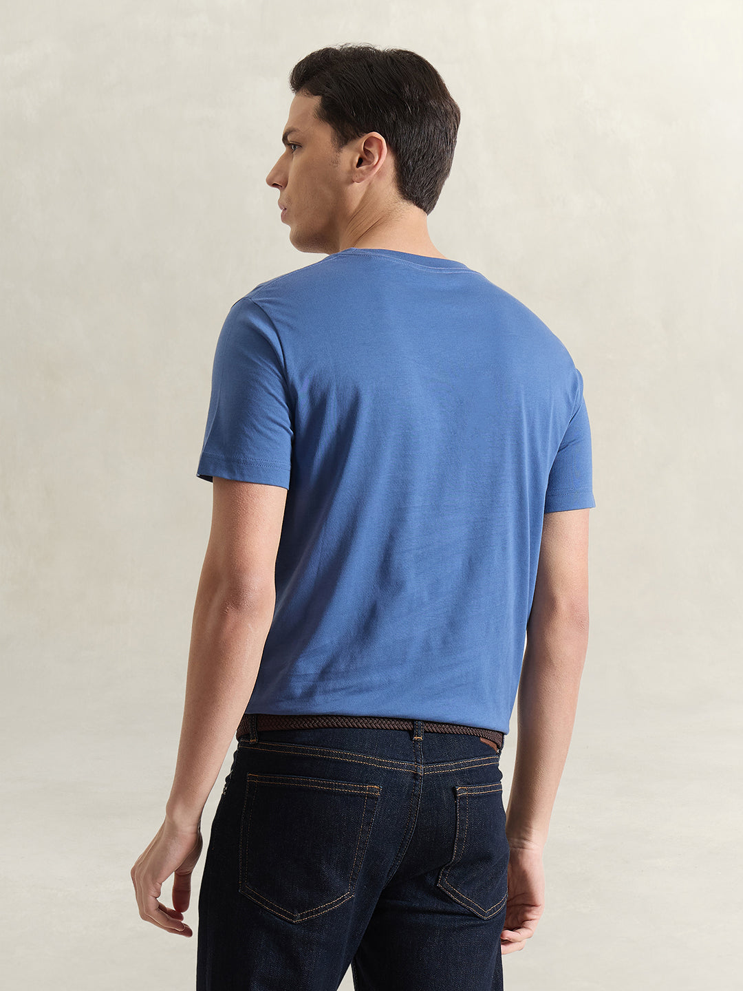 Gant Men Blue Solid T-Shirt