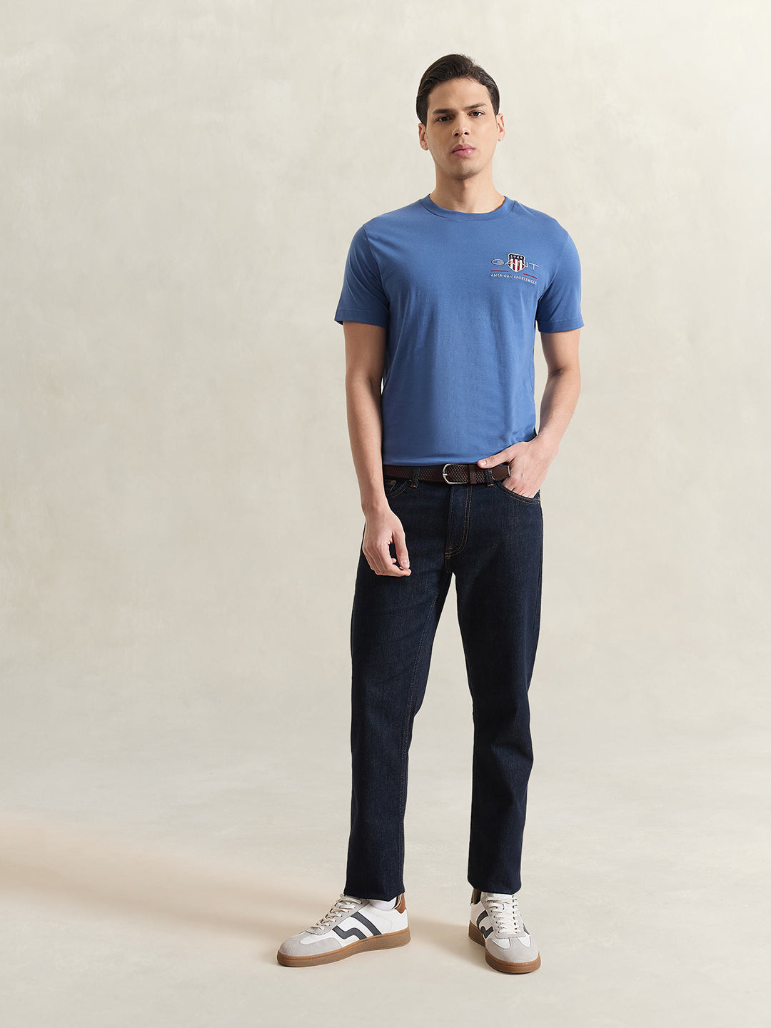 Gant Men Blue Solid T-Shirt