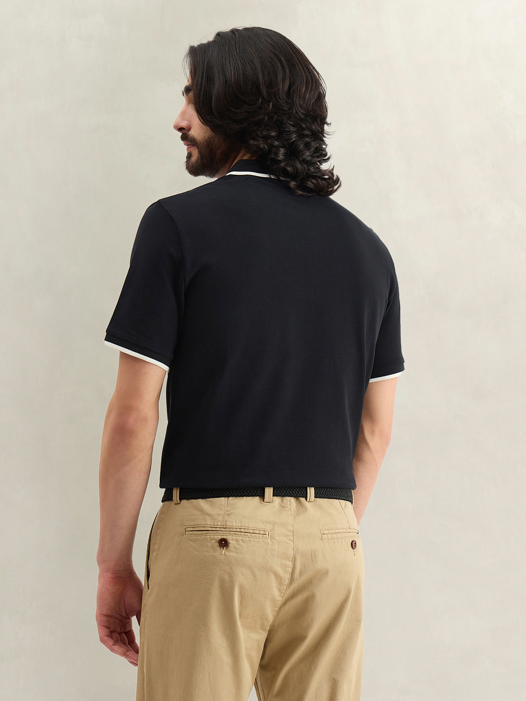 Gant Men Solid Black Polo T-Shirt
