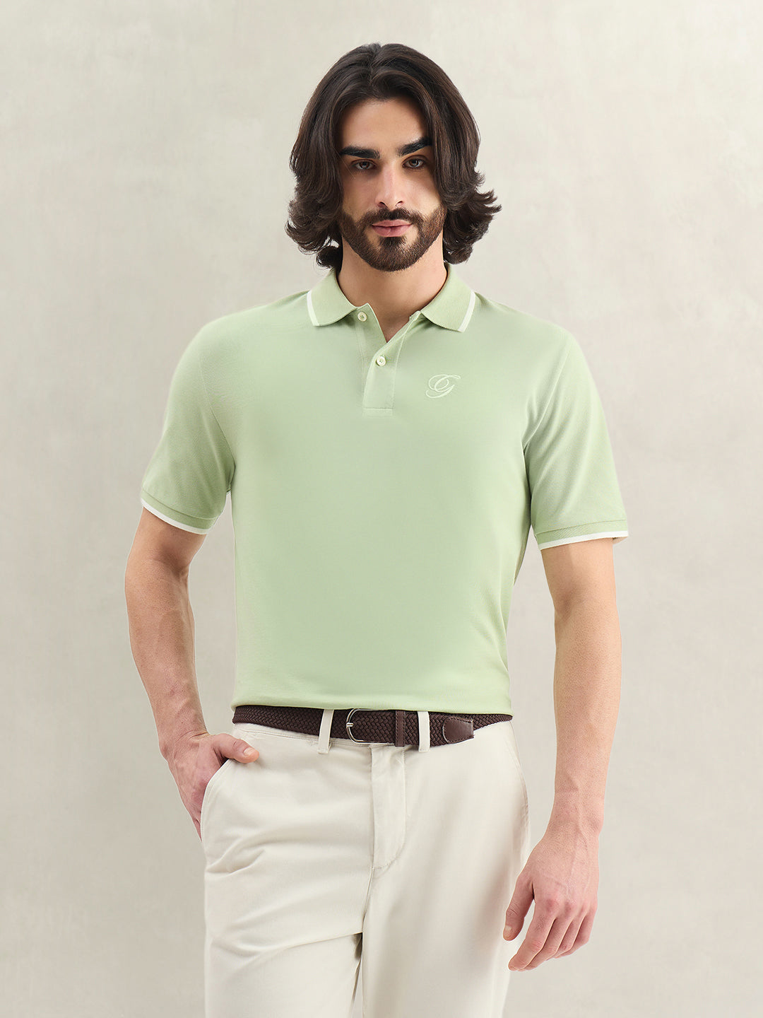 Gant Men Green Solid Regular Fit Pure Cotton Polo T-Shirt