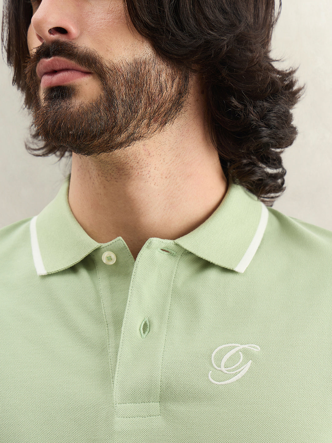 Gant Men Green Solid Regular Fit Pure Cotton Polo T-Shirt