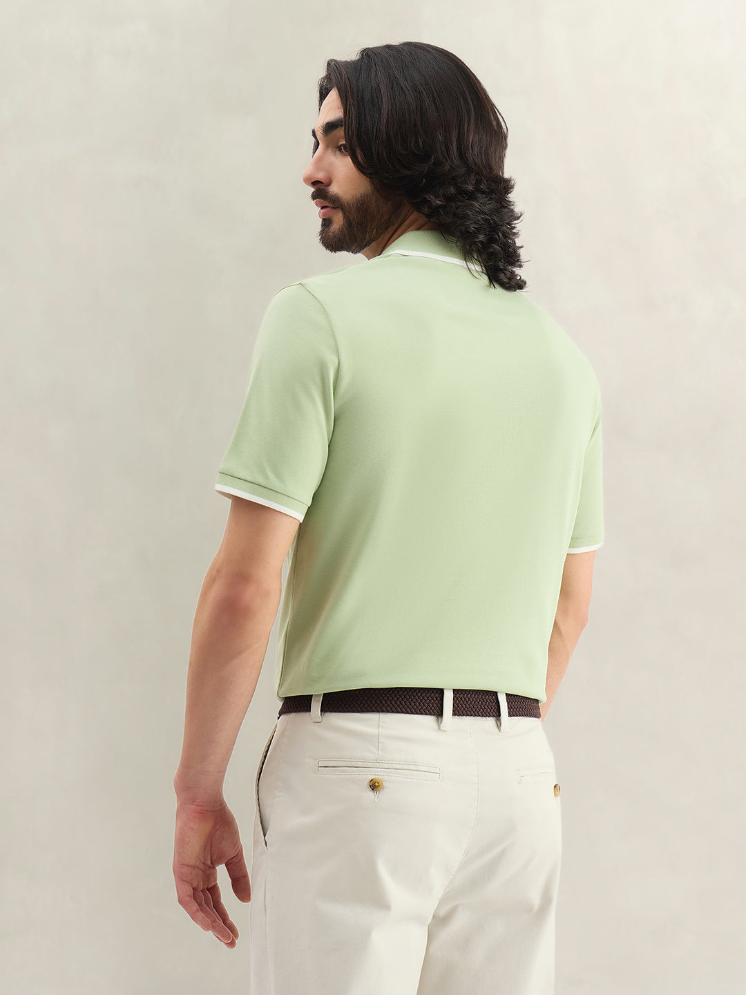 Gant Men Green Solid Regular Fit Pure Cotton Polo T-Shirt