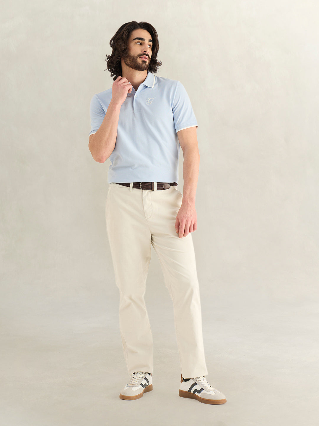 Gant Men Sky Blue Solid Regular Fit Pure Cotton Polo T-Shirt
