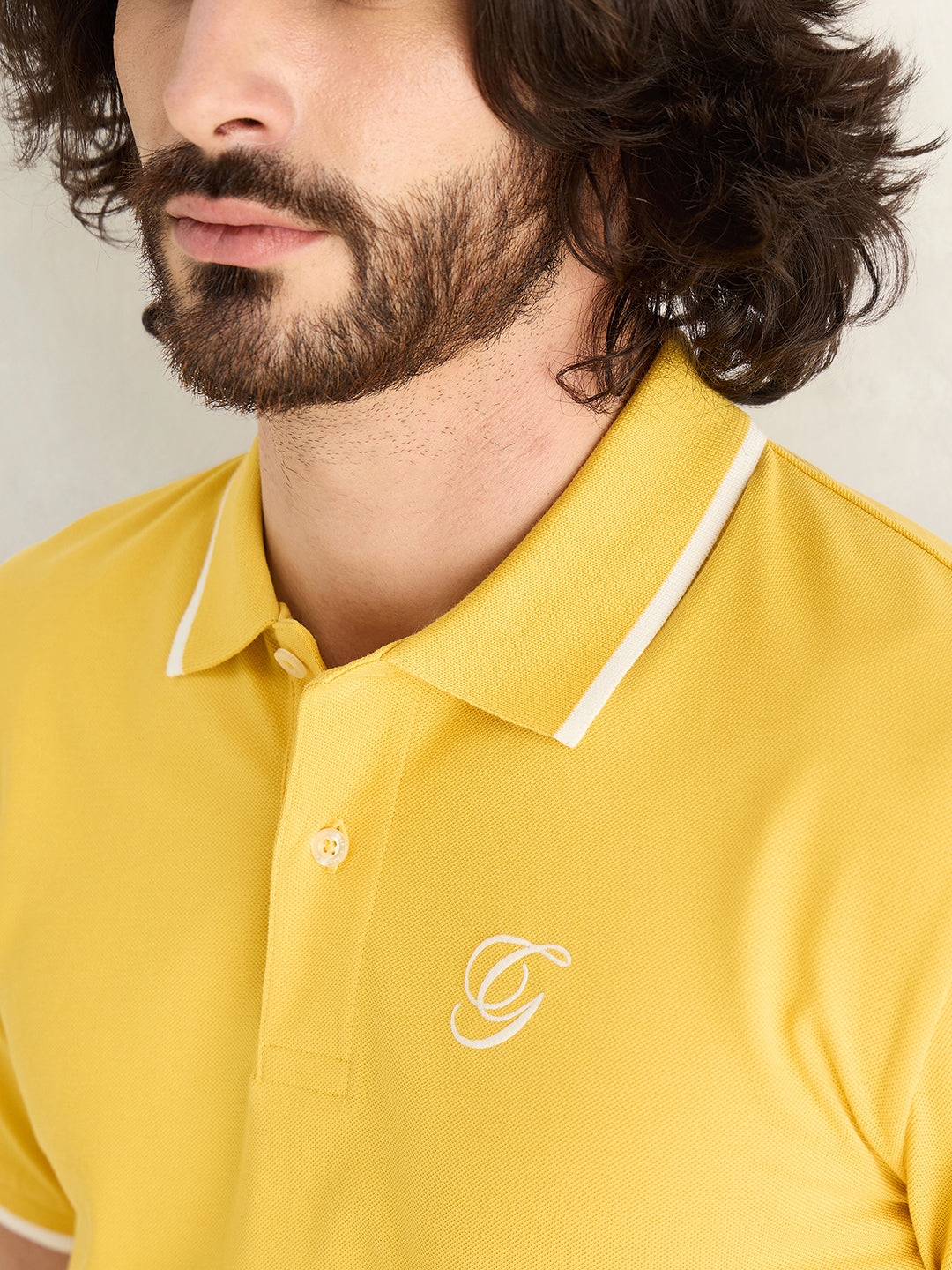 Gant Men Yellow Solid Regular Fit Pure Cotton Polo T-Shirt
