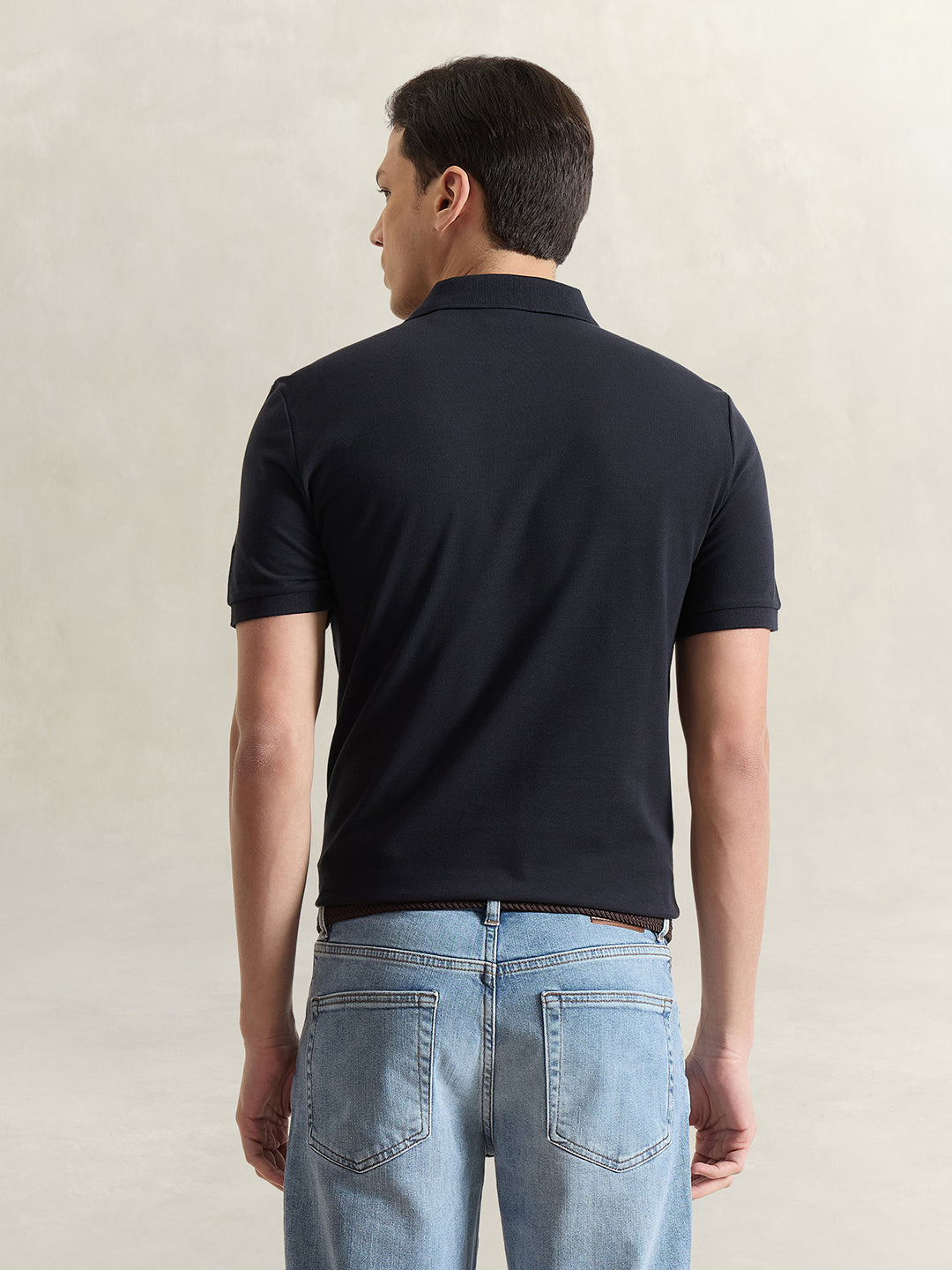 GANT Men Black Solid Polo T-Shirt