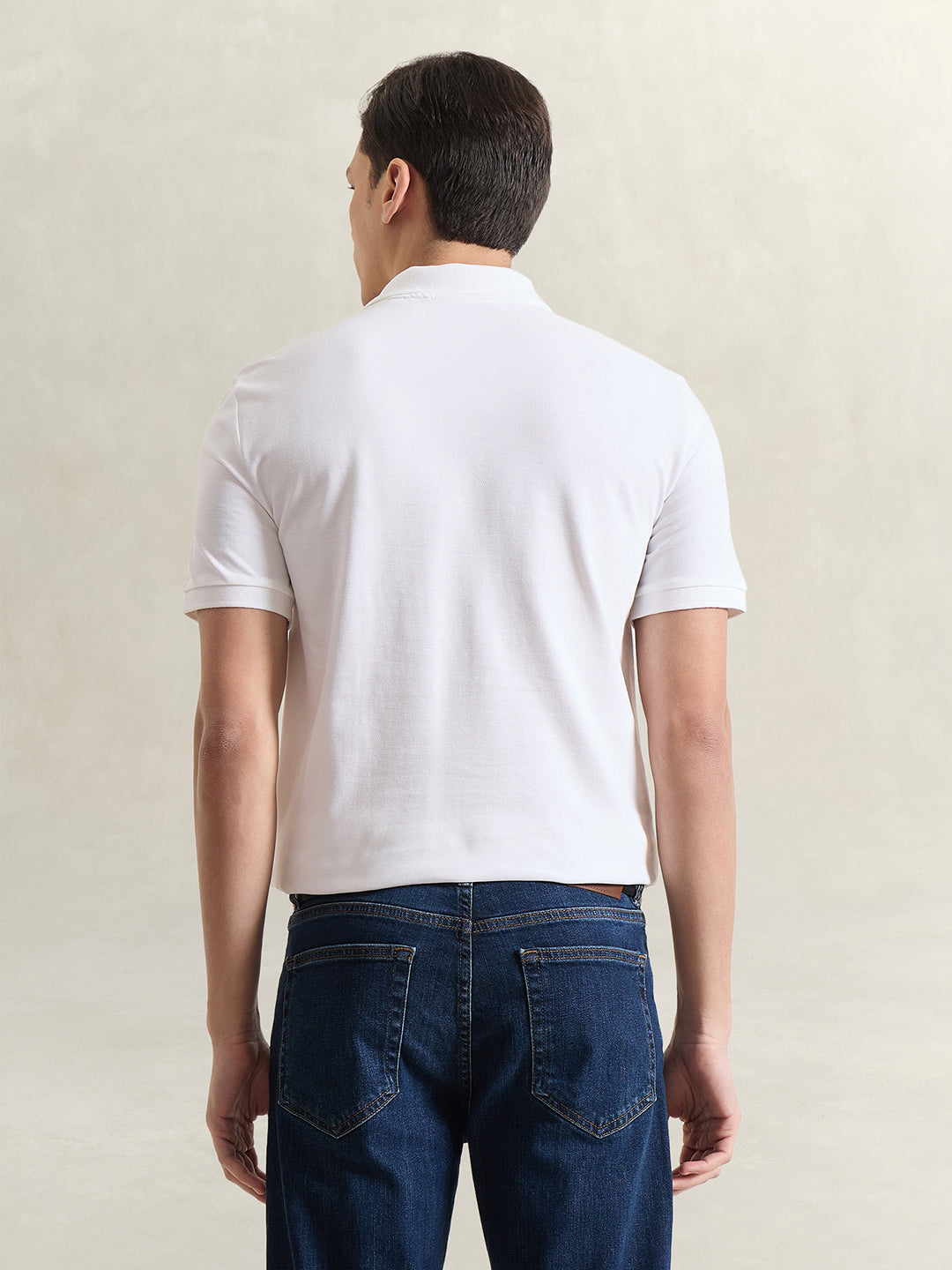 GANT Men White Solid Polo T-Shirt