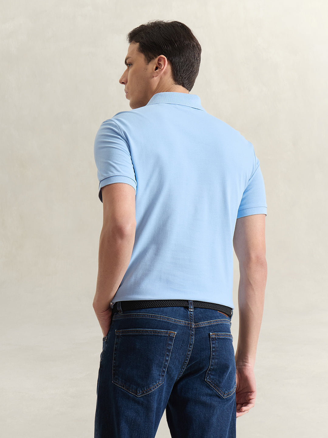GANT Men Blue Solid Polo T-Shirt