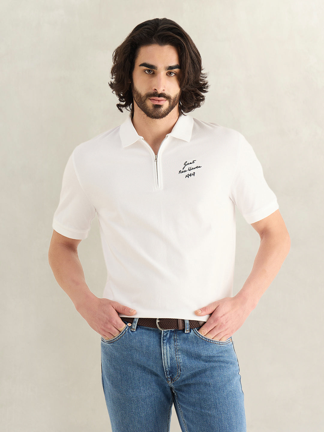 GANT Mens White Polo T-Shirt