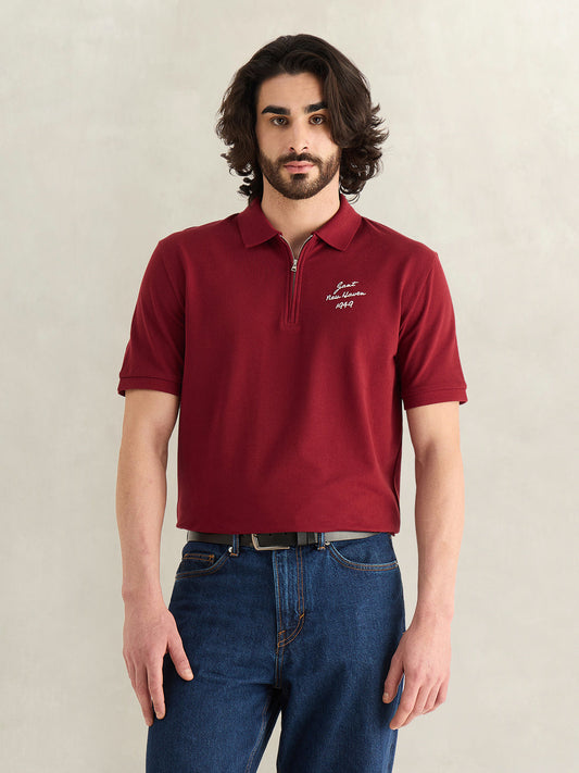 GANT Mens Maroon Polo T-Shirt