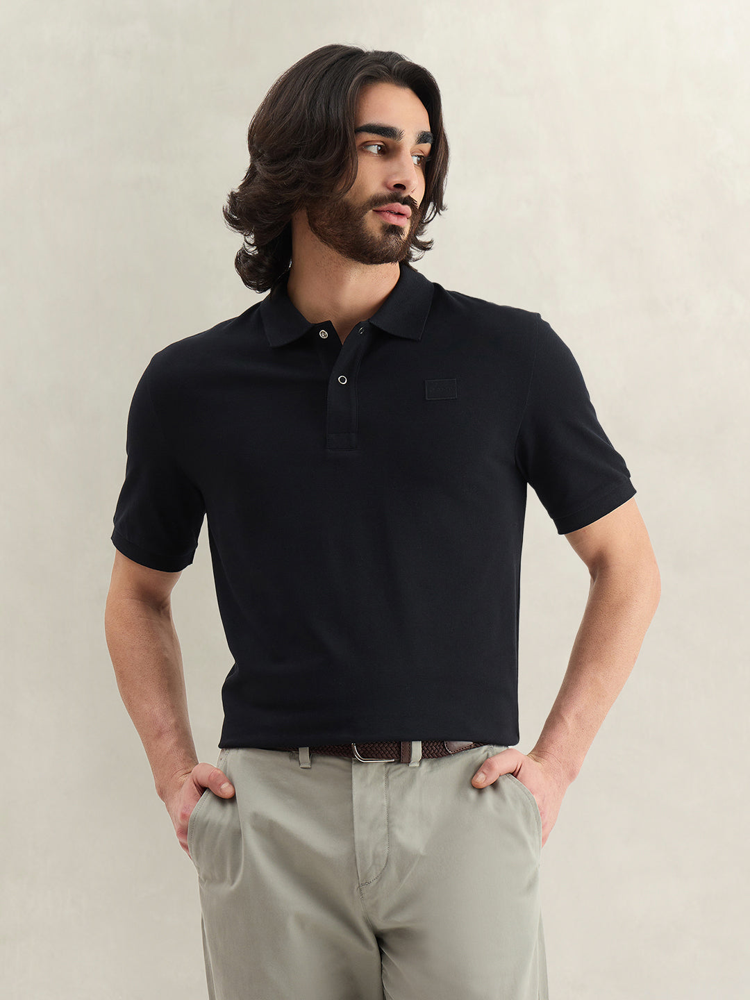 Gant Men Solid Black Polo T-Shirt