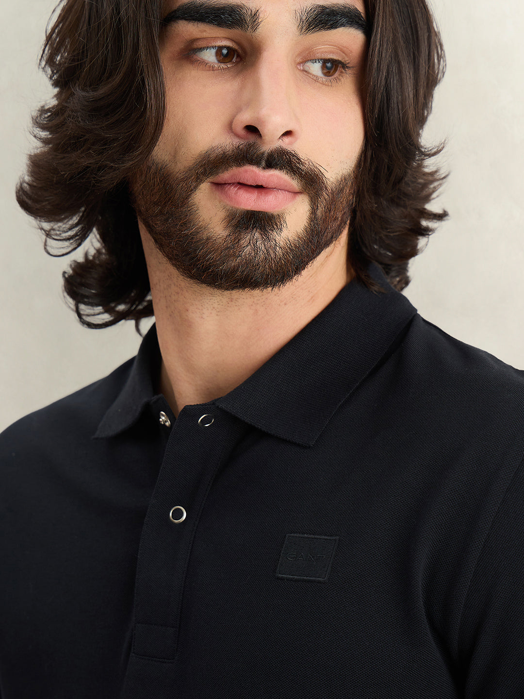 Gant Men Solid Black Polo T-Shirt