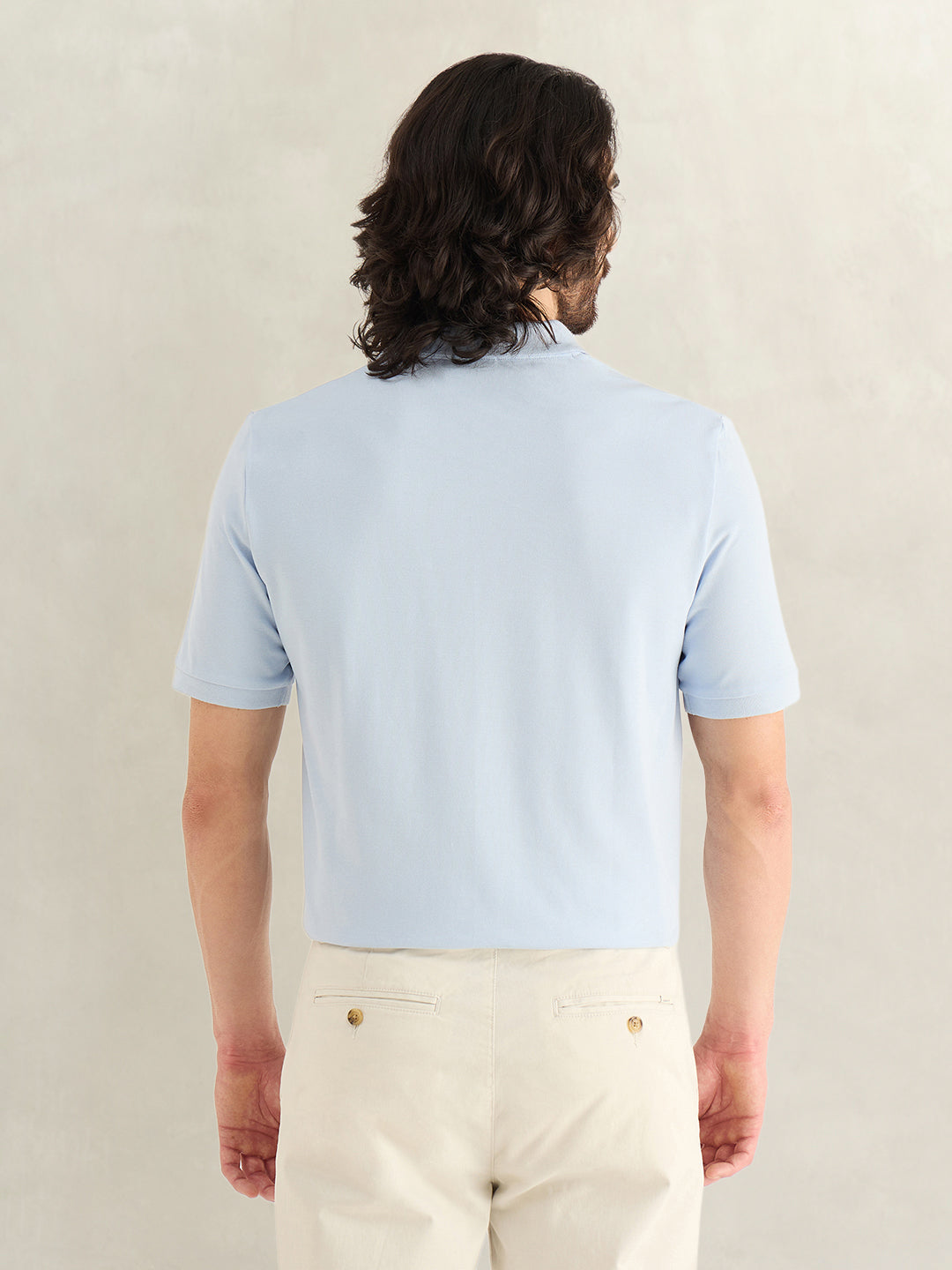 Gant Men Sky Blue Solid Regular Fit Pure Cotton Polo T-Shirt