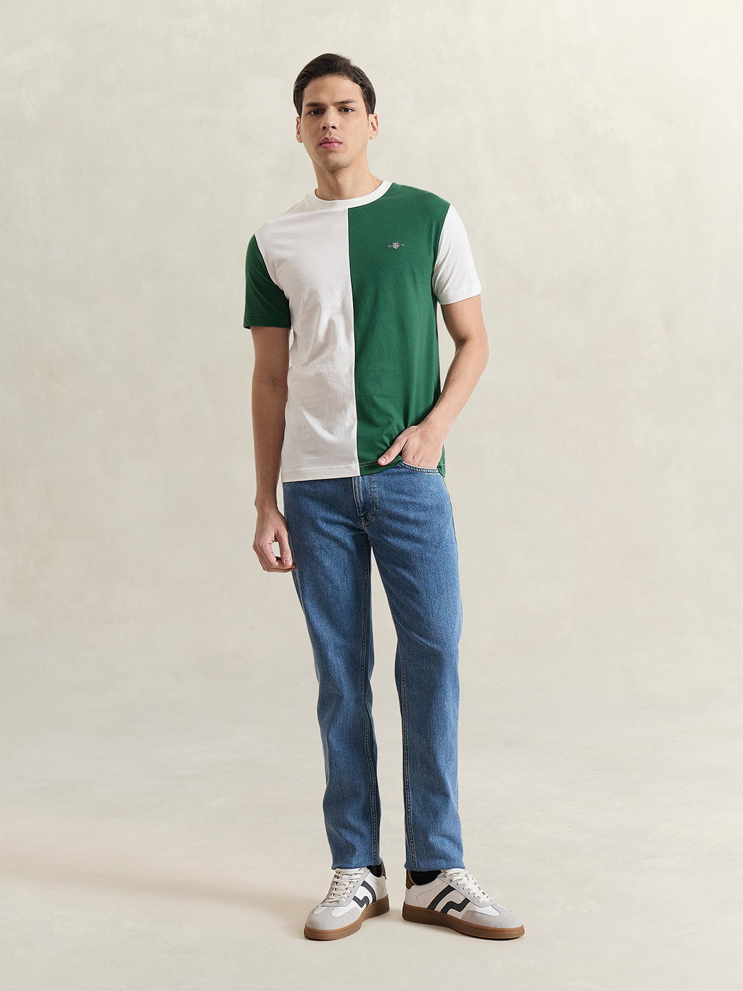 GANT Men White Colourblocked T-Shirt