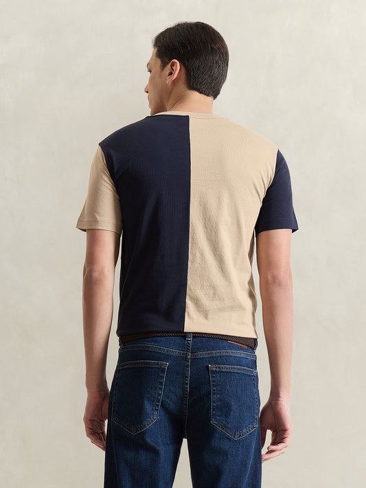 GANT Men Beige Colourblocked T-Shirt