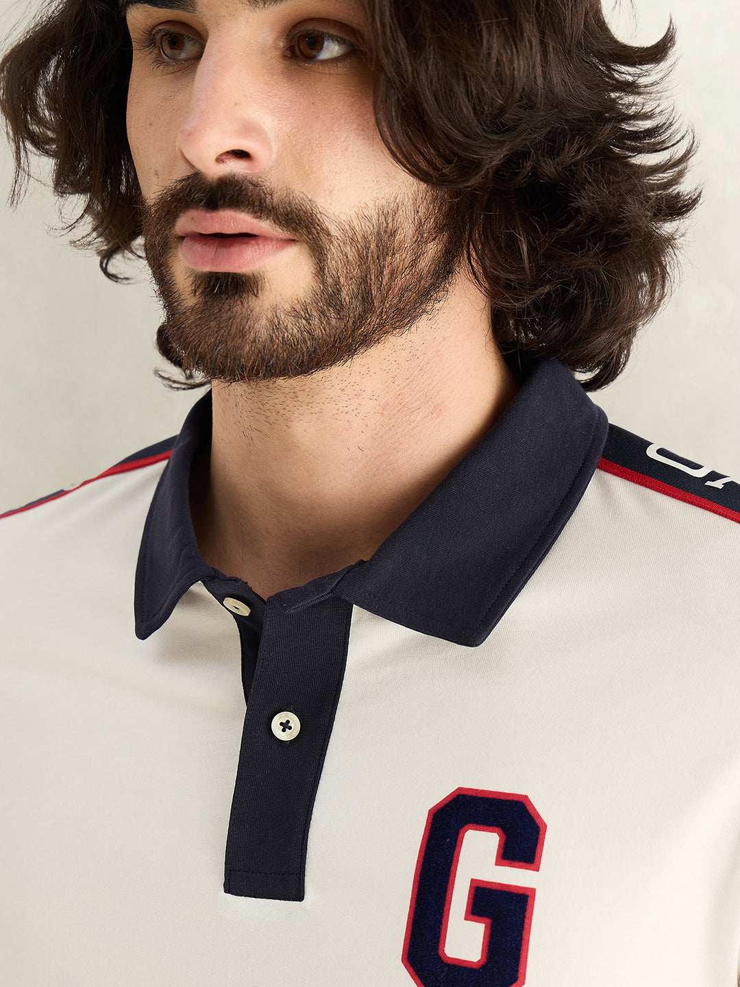 GANT Mens Off White Logo Polo T-Shirt