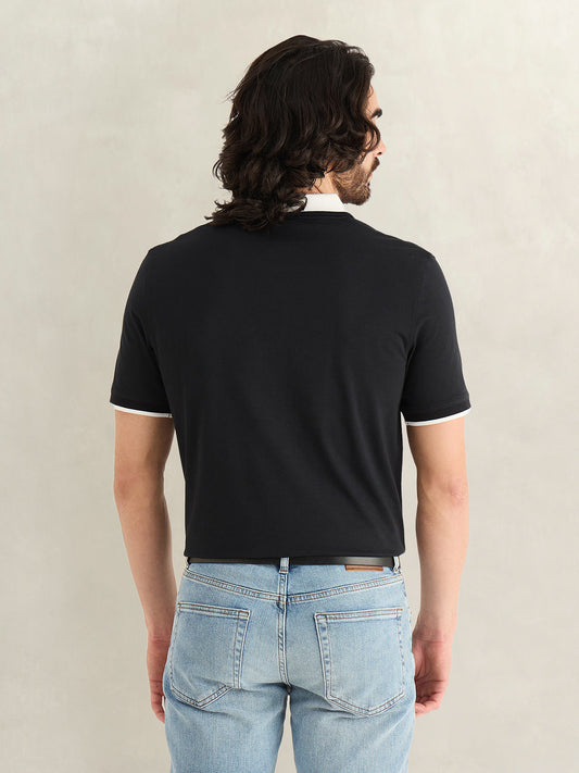 GANT Mens Black Printed Polo T-Shirt