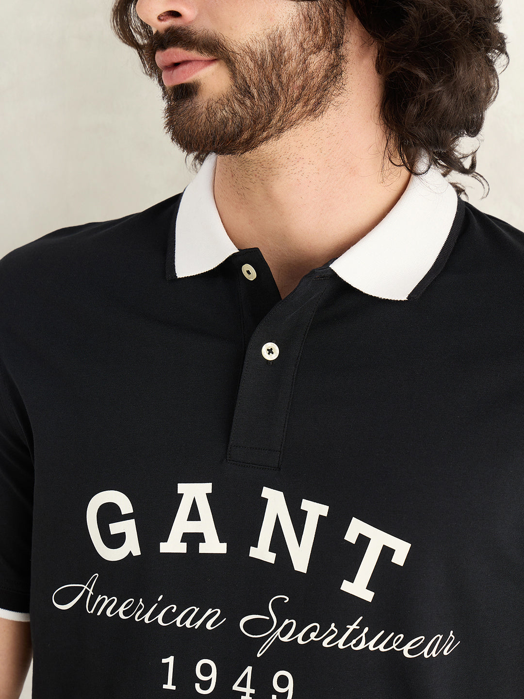 GANT Mens Black Printed Polo T-Shirt