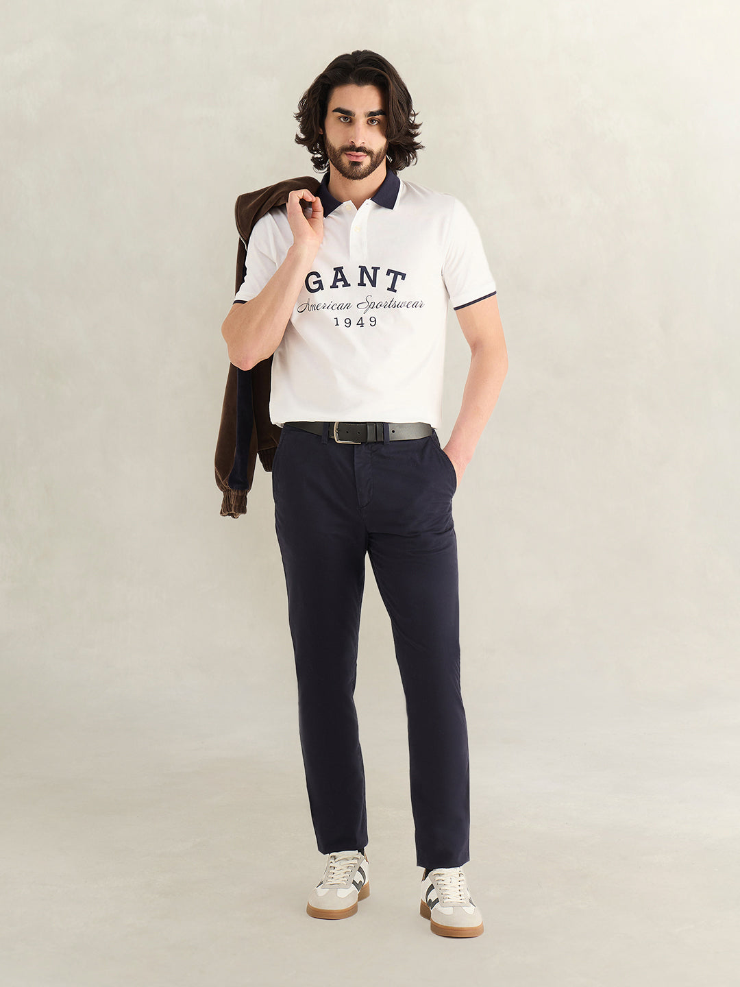 GANT Mens White Printed Polo T-Shirt