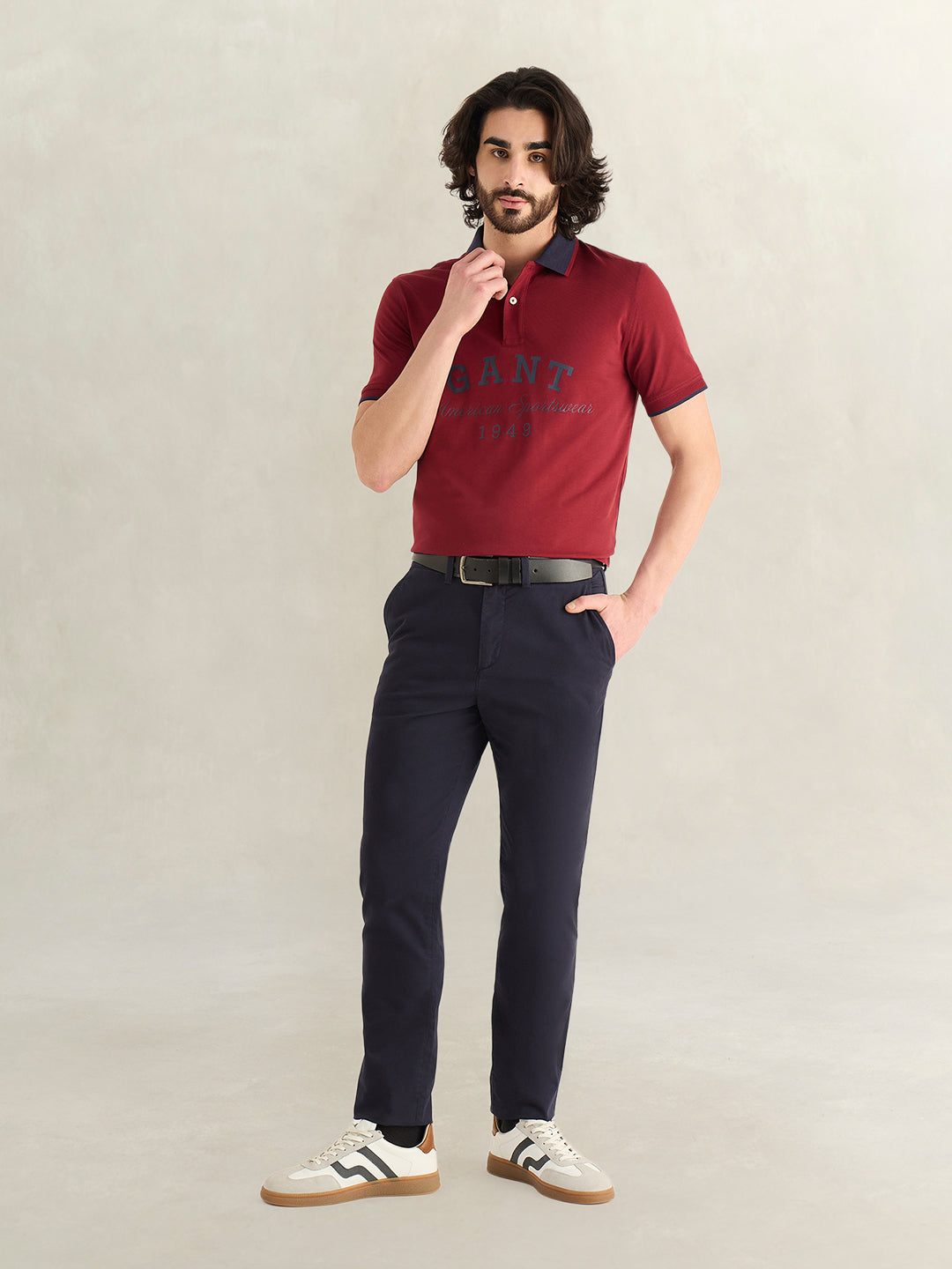 Gant Men Maroon Printed Polo T-Shirt