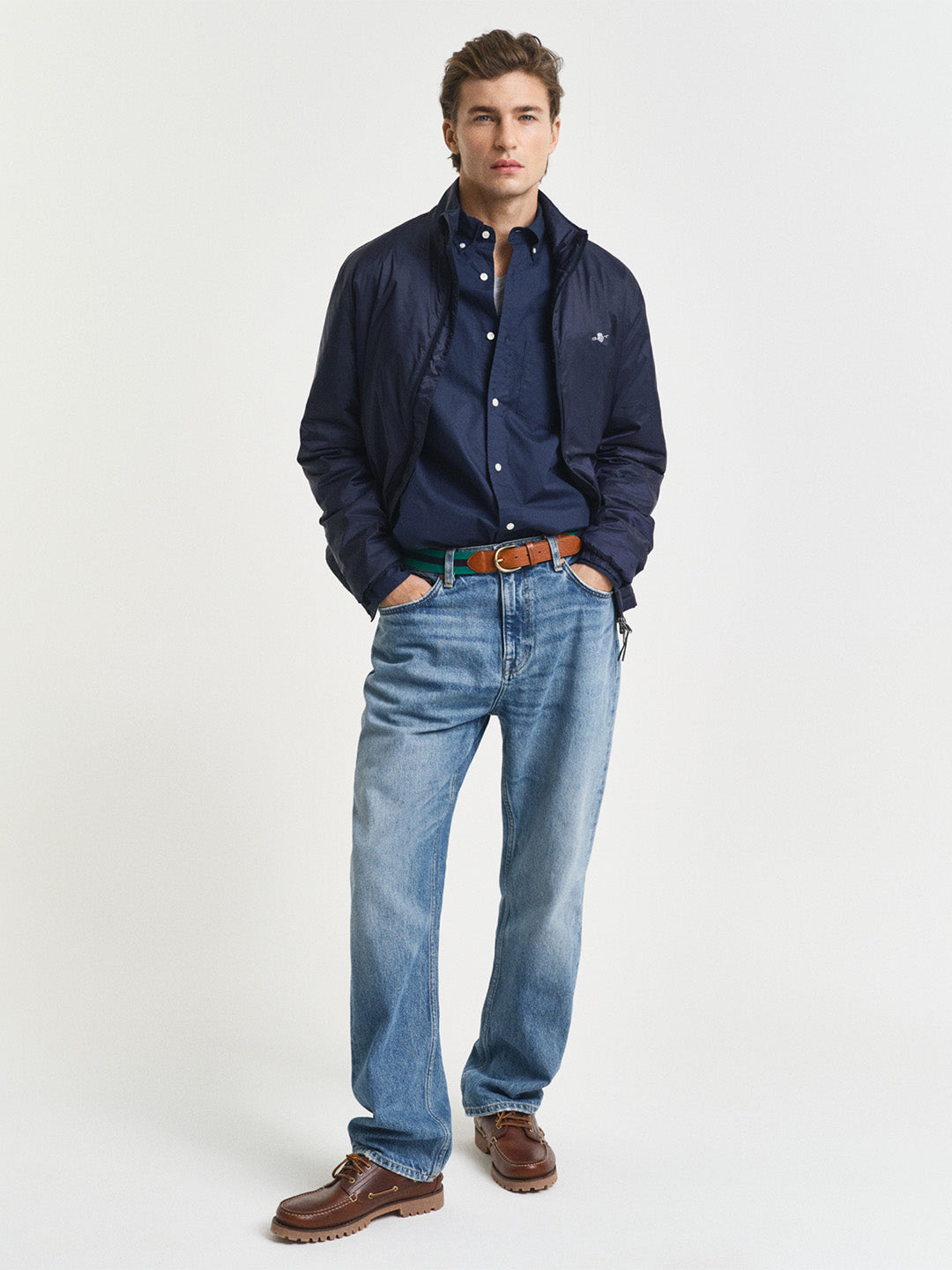 GANT Men Navy Blue Regular Fit Poplin Shirt
