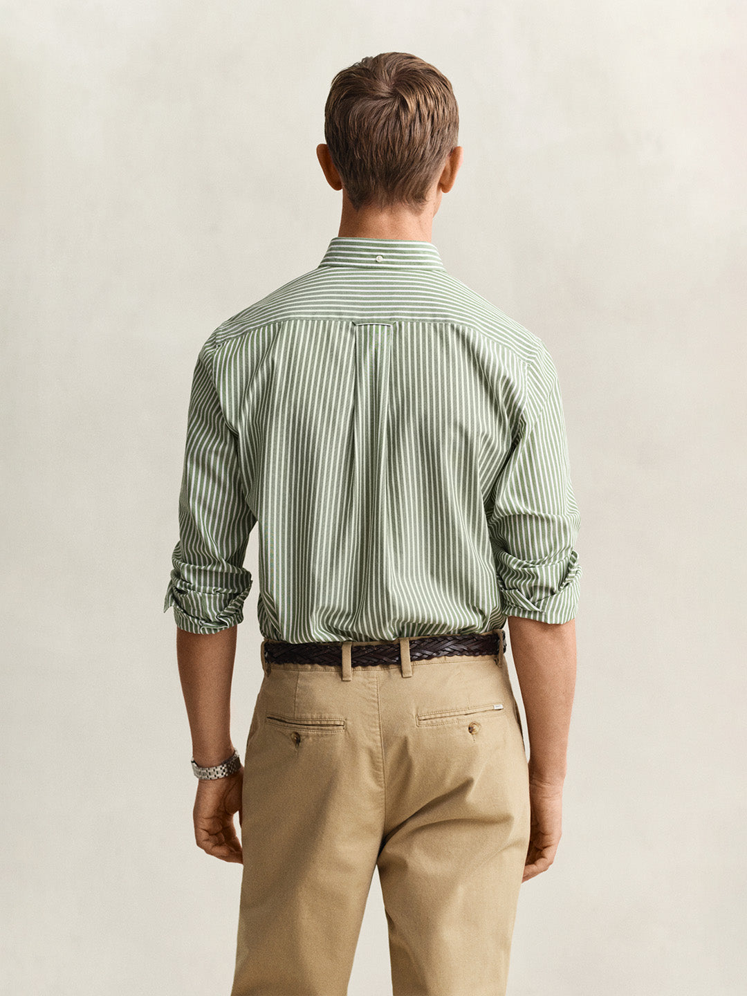 GANT Men Green Classic Poplin Striped Shirt